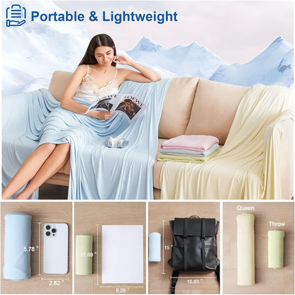 Reversible Double Cooling Blanket King Size, Soft Arc-Chill Q-Max>0.5 Thin Summer Throw for Hot Sleepers,Breathable Lightweight Portable Silky Durable Single Layer for Home Office Travel Car, Pink