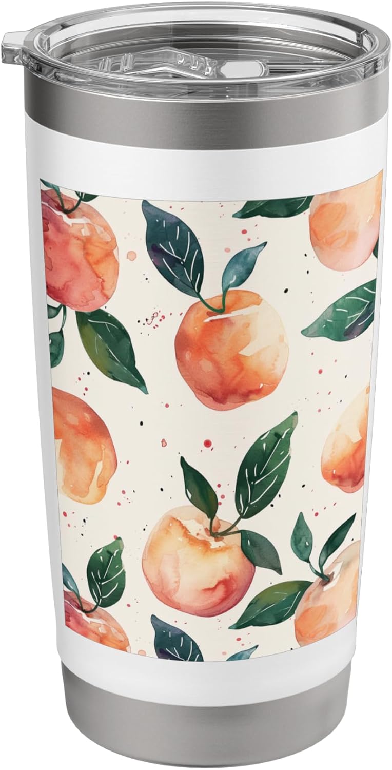 Cute Watercolor Pattern Art Peach Stainless Steel Insulated Tumbler