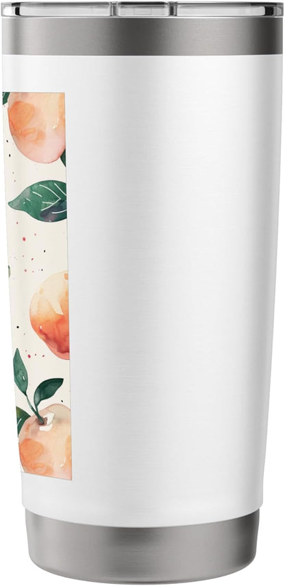 Cute Watercolor Pattern Art Peach Stainless Steel Insulated Tumbler