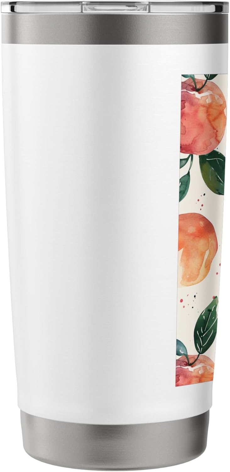 Cute Watercolor Pattern Art Peach Stainless Steel Insulated Tumbler