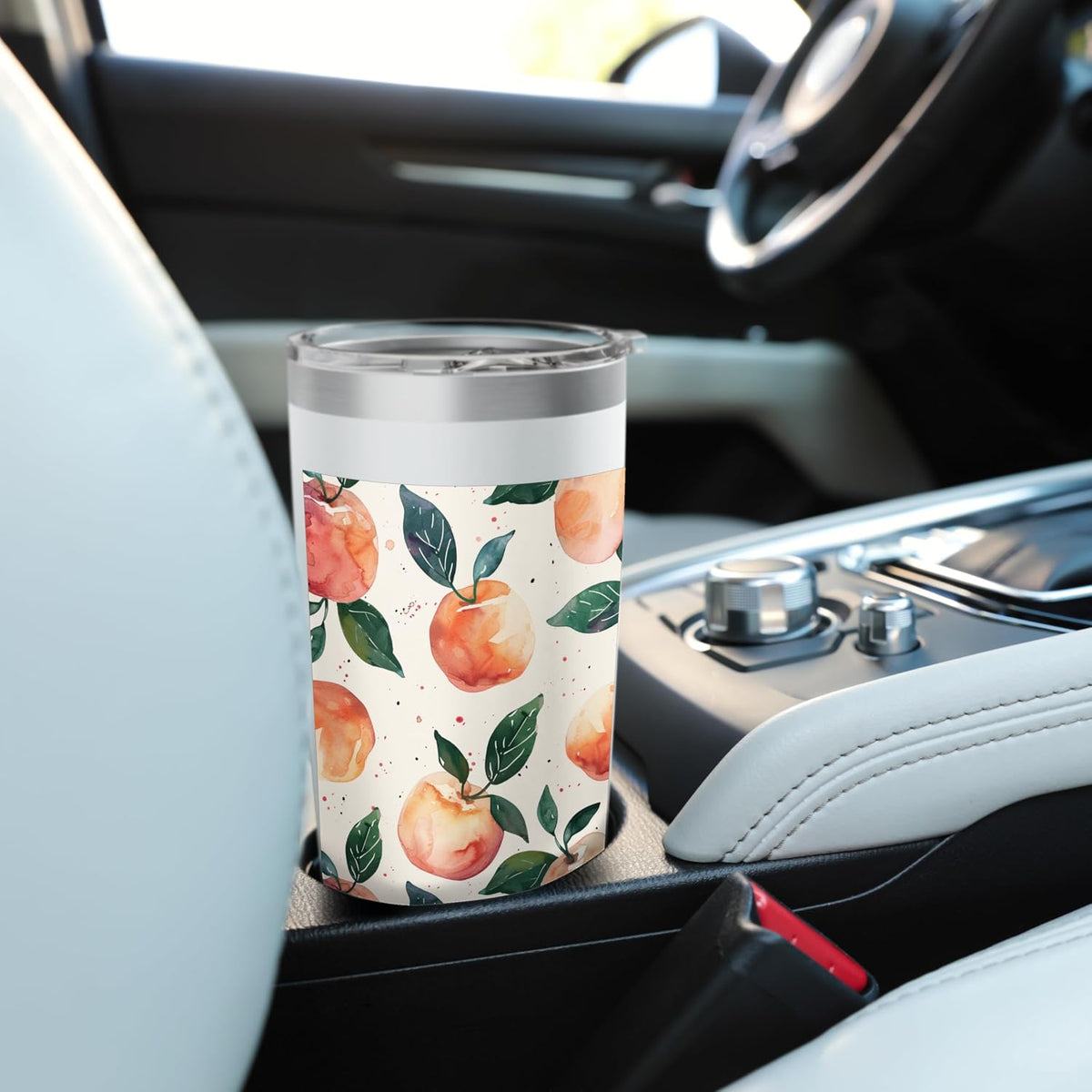 Cute Watercolor Pattern Art Peach Stainless Steel Insulated Tumbler