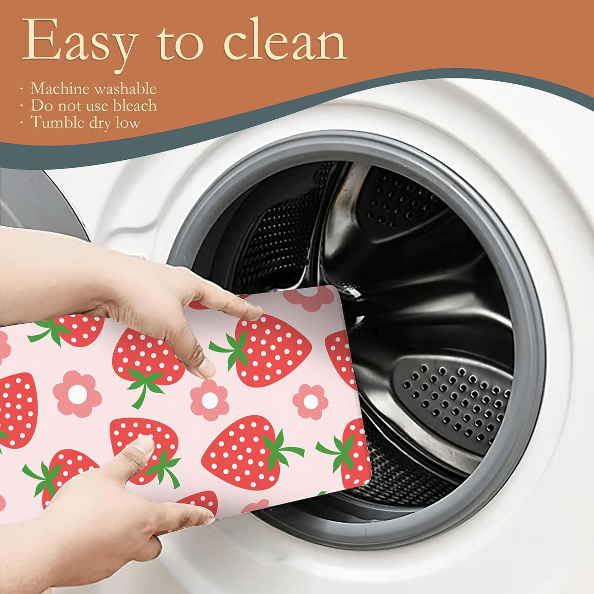 Pink Strawberry Dish Drying Rack Mat for Kitchen Counter,Cute Flowers Dish Drying Pad Absorbent Reversible Microfiber Protector for Coffee Bar Sink Countertops 18x24 Inch