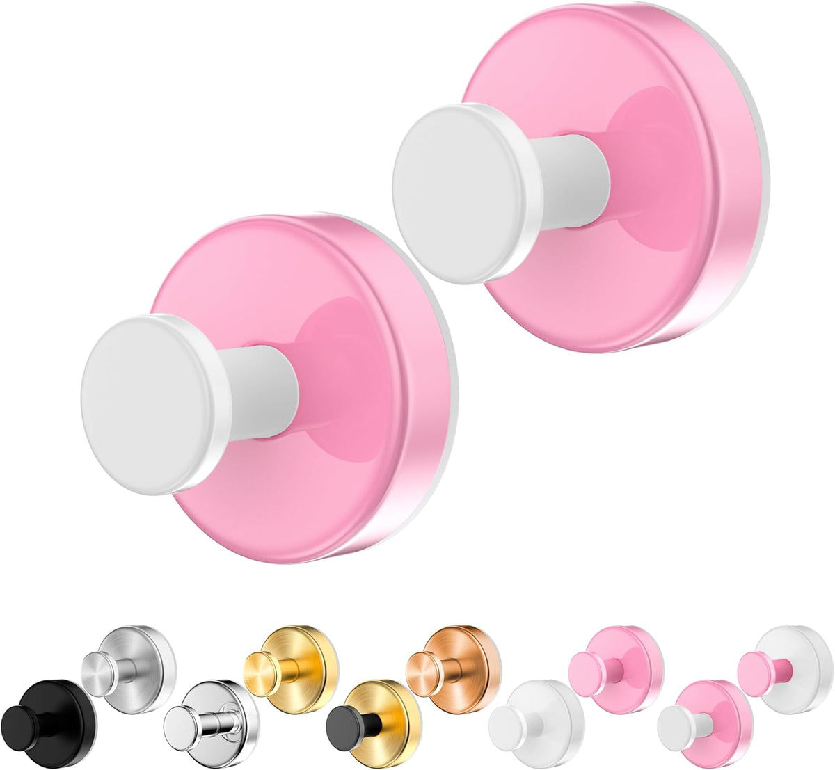 Suction Cup Hooks for Shower,Removable No Drill Towel Hook,Pink White 2 Pcs