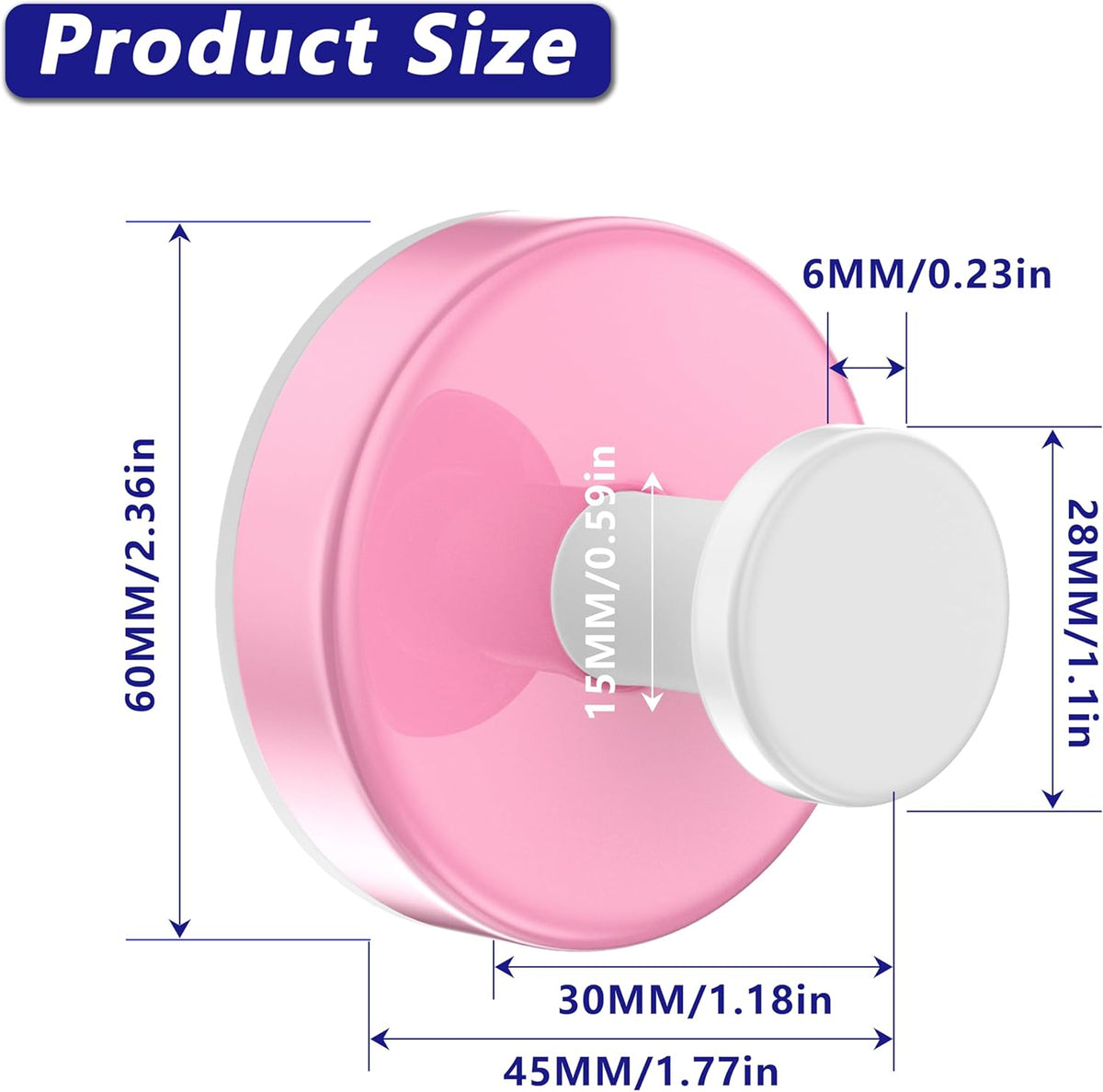 Suction Cup Hooks for Shower,Removable No Drill Towel Hook,Pink White 2 Pcs