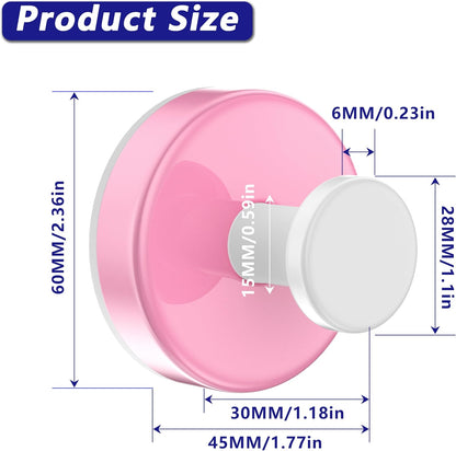 Suction Cup Hooks for Shower,Removable No Drill Towel Hook,Pink White 2 Pcs