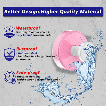 Suction Cup Hooks for Shower,Removable No Drill Towel Hook,Pink White 2 Pcs