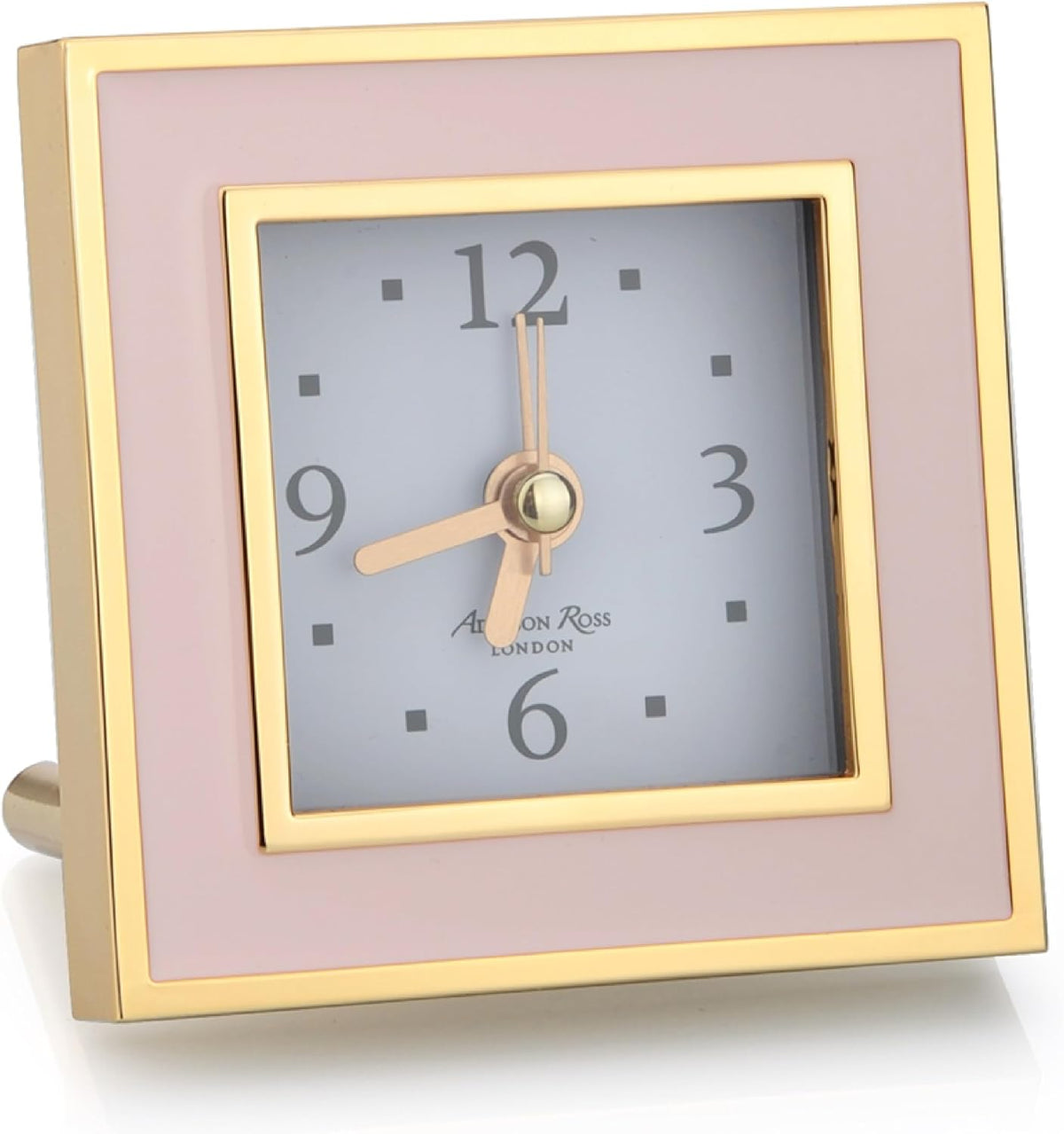 Battery Alarm Clock – Silent Sweep – Compact & Stylish – Alarm Clock Bedside – Velvet-Backed Design/Home & Office Decor – Pale Pink & Gold