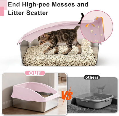 Stainless Steel Litter Box | XL Metal Cat Litter Boxes with Lid