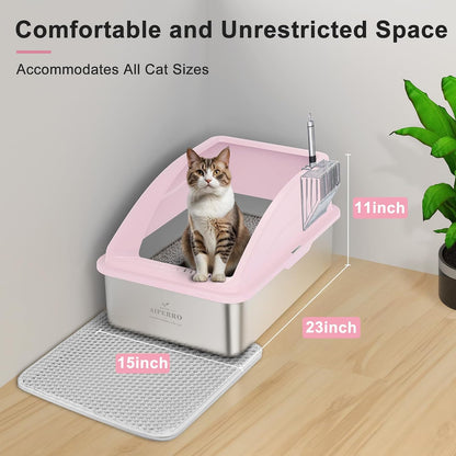 Stainless Steel Litter Box | XL Metal Cat Litter Boxes with Lid