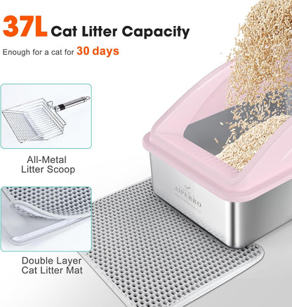 Stainless Steel Litter Box | XL Metal Cat Litter Boxes with Lid
