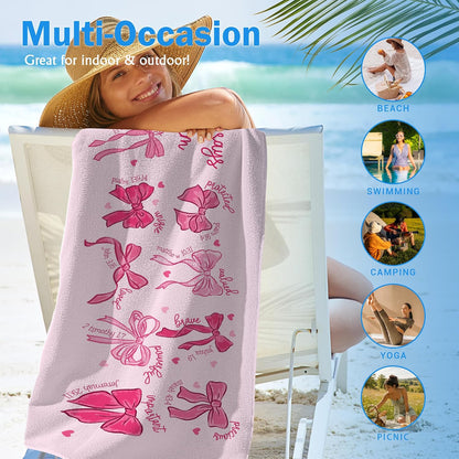 Cute Pink Bow Christian Beach Towel Gifts for Women Girls 30x60in