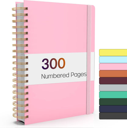 Lined Spiral Journal Notebook with 300 Numbered Pages, B5