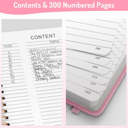 Lined Spiral Journal Notebook with 300 Numbered Pages, B5