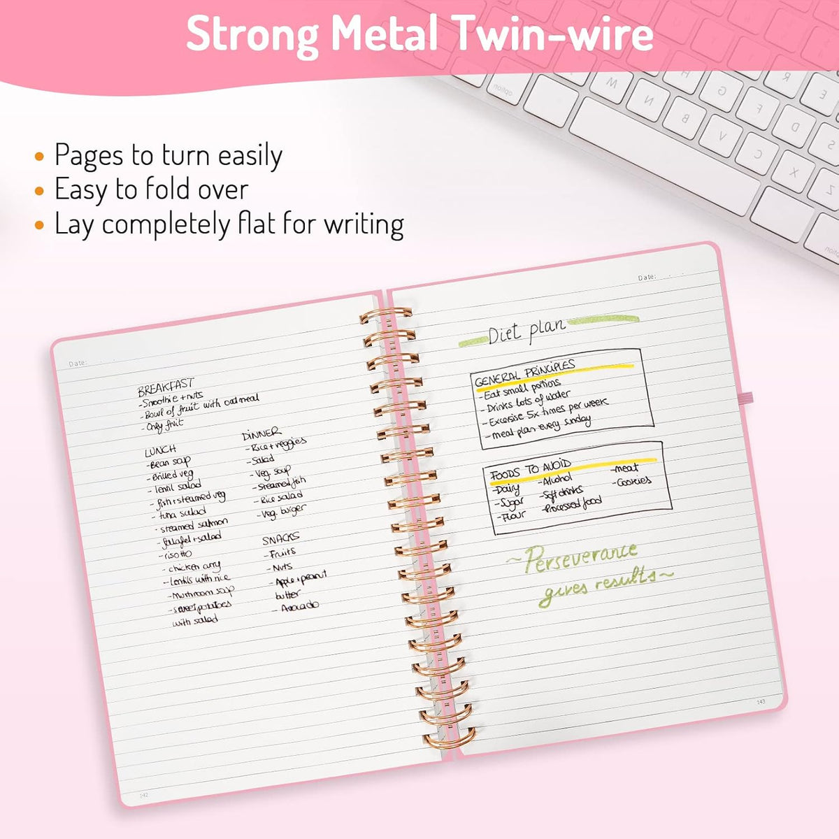 Lined Spiral Journal Notebook with 300 Numbered Pages, B5