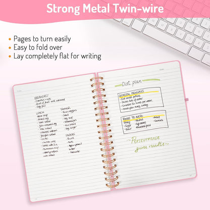 Lined Spiral Journal Notebook with 300 Numbered Pages, B5