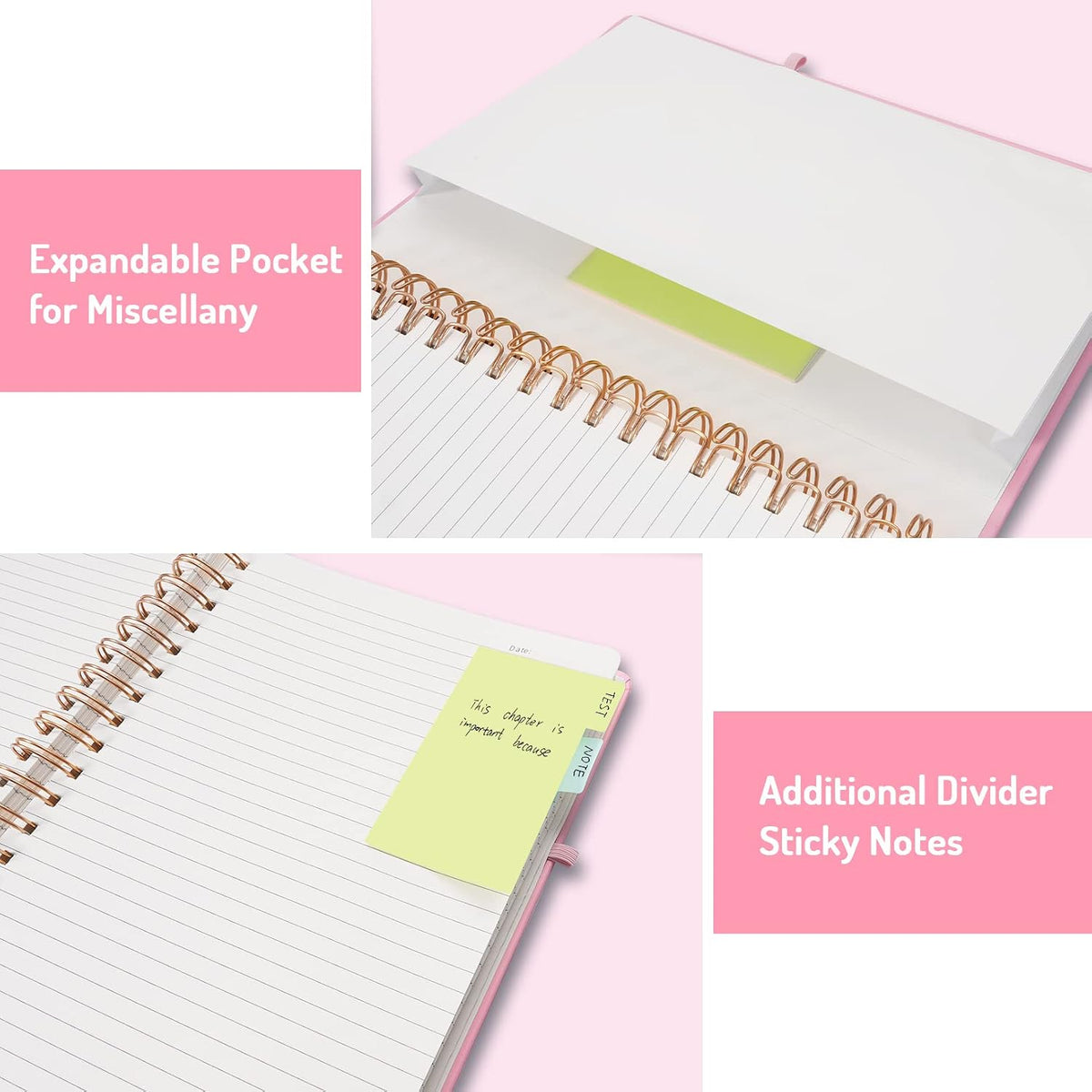 Lined Spiral Journal Notebook with 300 Numbered Pages, B5