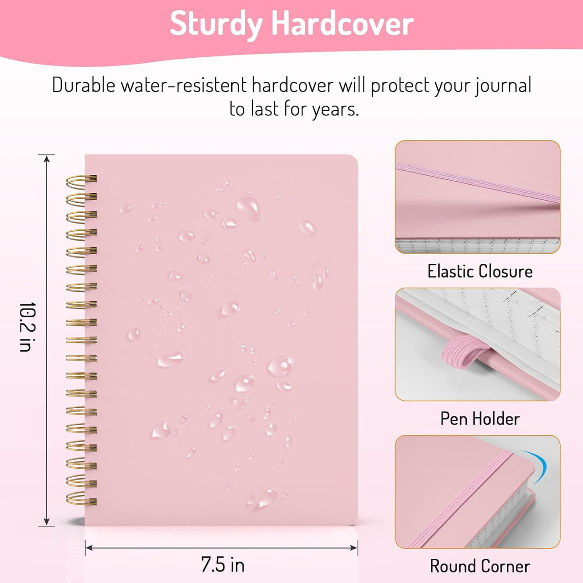 Lined Spiral Journal Notebook with 300 Numbered Pages, B5