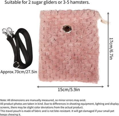 Sugar Glider Bonding Pouch Warm Travel Carrier Hamster Nest & Strap (Pink)