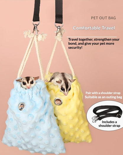 Sugar Glider Bonding Pouch Warm Travel Carrier Hamster Nest & Strap (Pink)