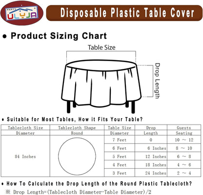 Blush Pink Tablecloths Plastic 3 Pack Premium 84 Inches Disposable Table Covers Decorative Table Cloths for Round Dinning Kitchen Tables