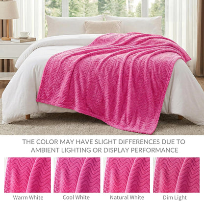 Exclusivo Mezcla Fleece Throw Blanket for Couch, Lightweight Jacquard Bed Blanket for Spring Summer, Soft Cozy Breathable Throws, Hot Pink, 50x70 Inches