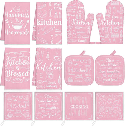Pink Kitchen Decor Accessories, Pink Kitchen Dish Towels, 12 Pack