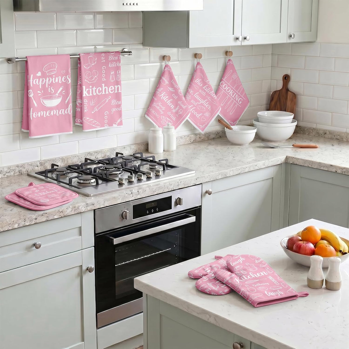 Pink Kitchen Decor Accessories, Pink Kitchen Dish Towels, 12 Pack