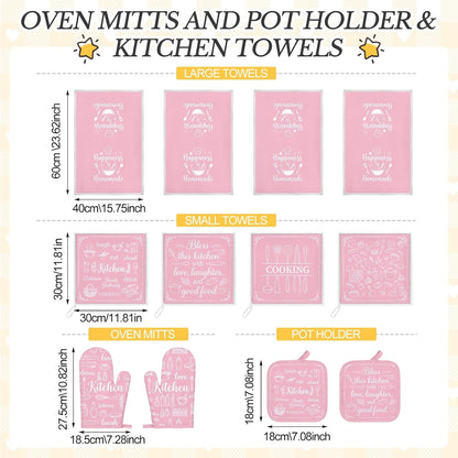 Pink Kitchen Decor Accessories, Pink Kitchen Dish Towels, 12 Pack