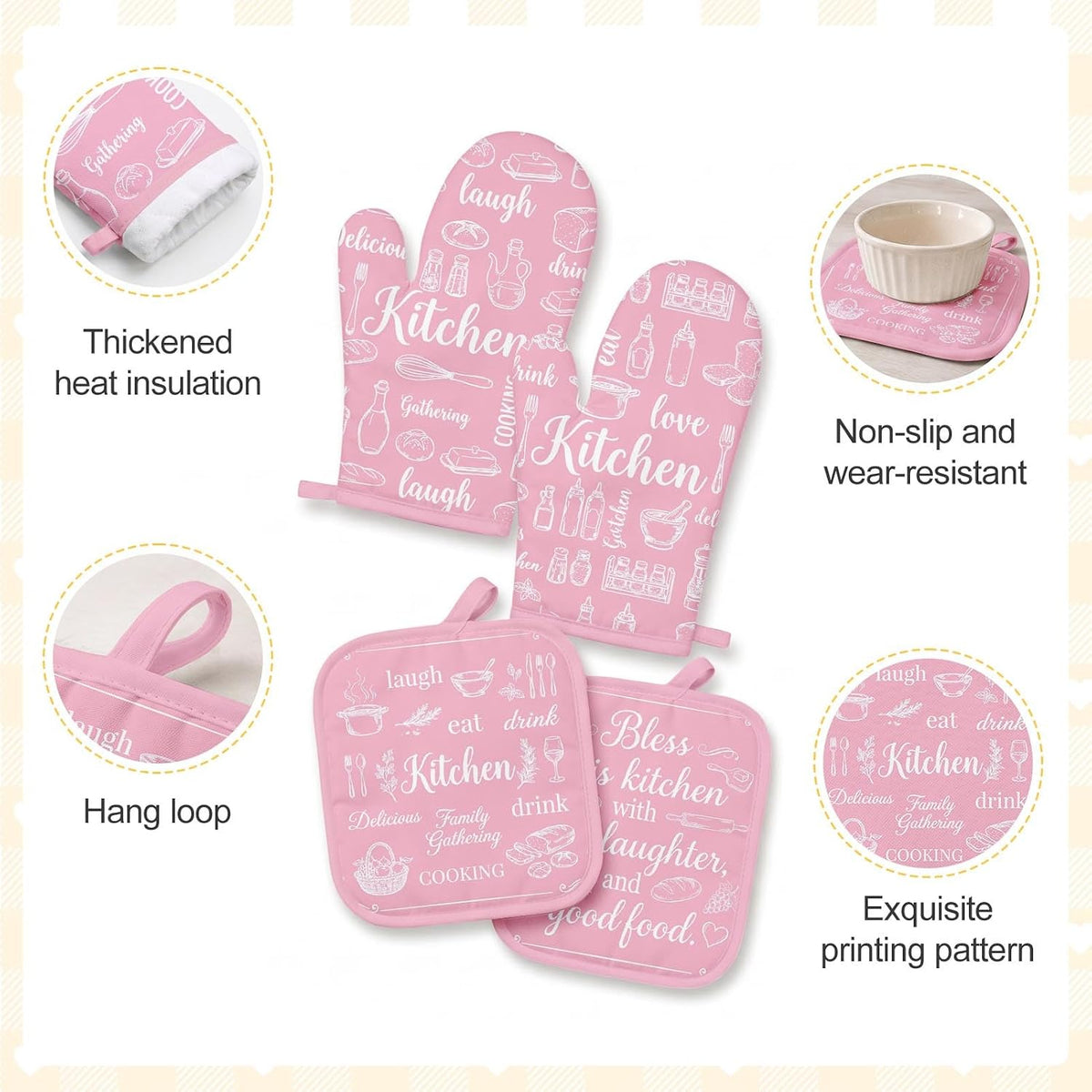 Pink Kitchen Decor Accessories, Pink Kitchen Dish Towels, 12 Pack