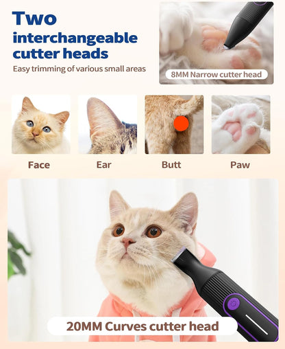 PAPMINI Dog & Cat Grooming Kit for Thick Coats, Heavy Duty Rechargeable Trimmer with LED Display & Storage Bag (Purple, 2 in 1)