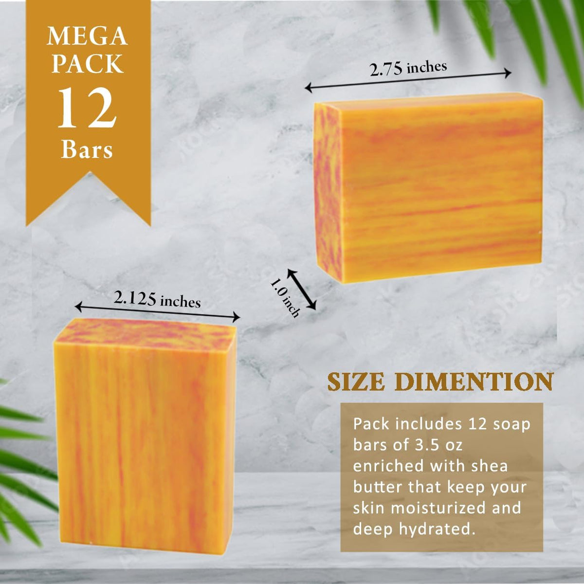 Peach Scented Natural Soap Bars (5 Bars), 3.5oz Moisturizing French Triple Milled Soap Bars Enriched with Shea Butter - Pure Plant Oil Bath & Body