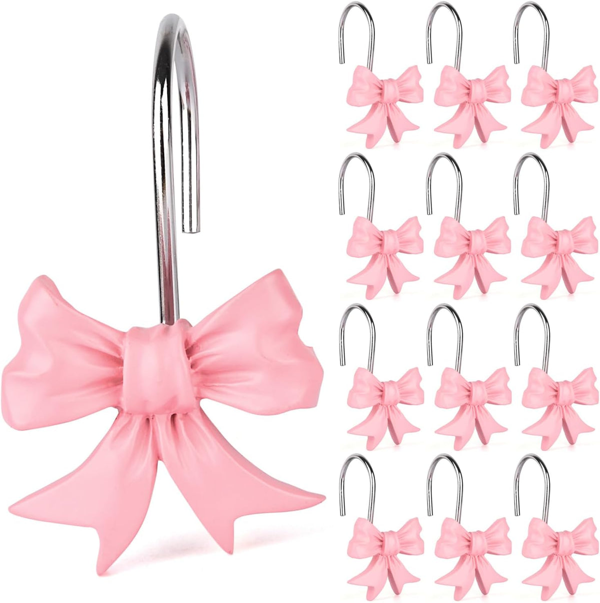 12 pcs Bow Knot Shower Curtain Hooks,Home Decorative Shower Curtain Rings