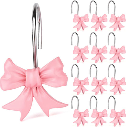12 pcs Bow Knot Shower Curtain Hooks,Home Decorative Shower Curtain Rings