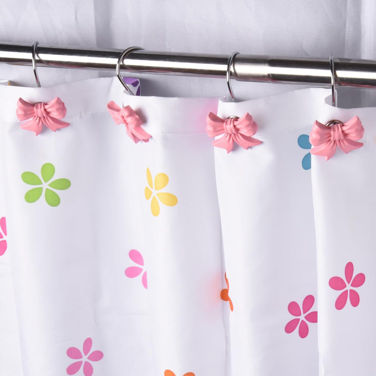 12 pcs Bow Knot Shower Curtain Hooks,Home Decorative Shower Curtain Rings