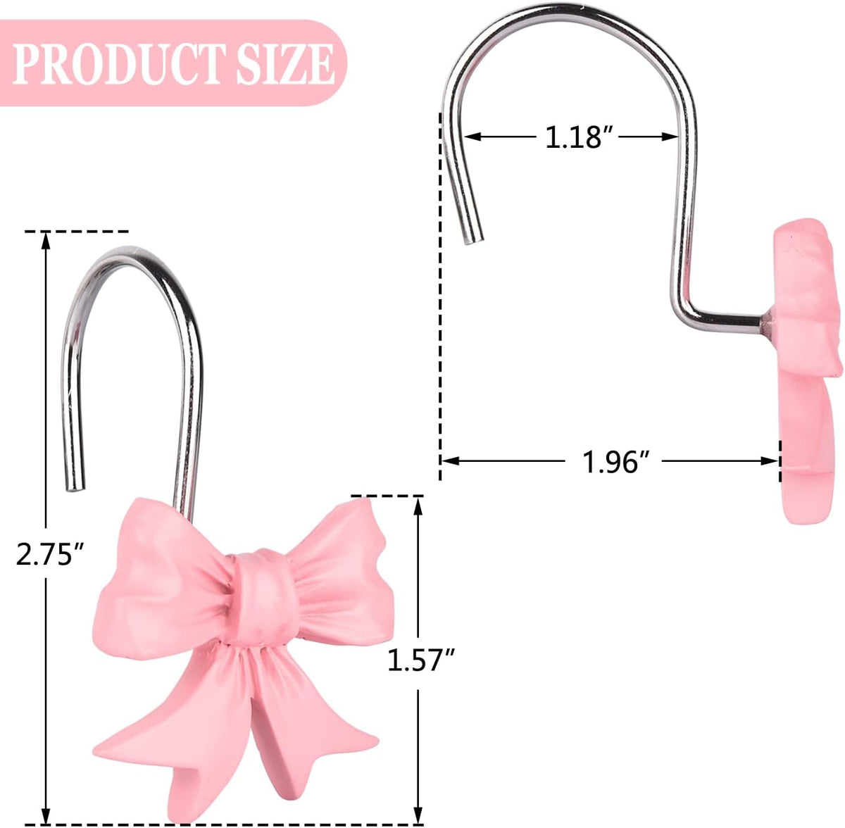 12 pcs Bow Knot Shower Curtain Hooks,Home Decorative Shower Curtain Rings