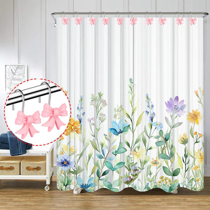 12 pcs Bow Knot Shower Curtain Hooks,Home Decorative Shower Curtain Rings