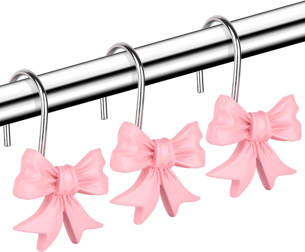 12 pcs Bow Knot Shower Curtain Hooks,Home Decorative Shower Curtain Rings