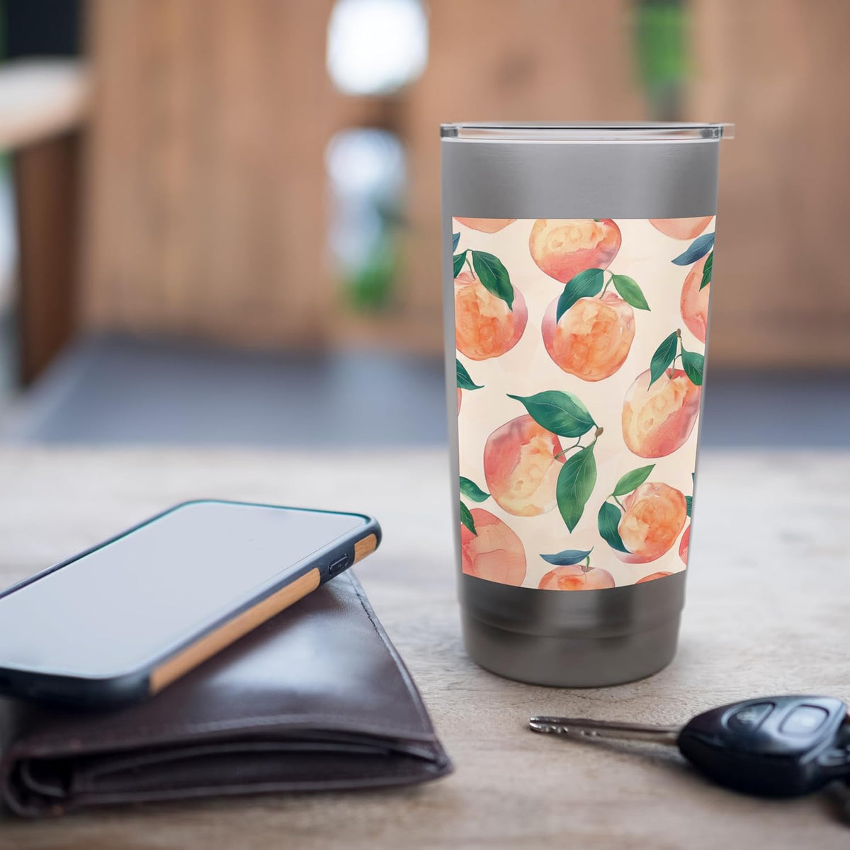 Cute Pattern Art Peach Stainless Steel Insulated Tumbler