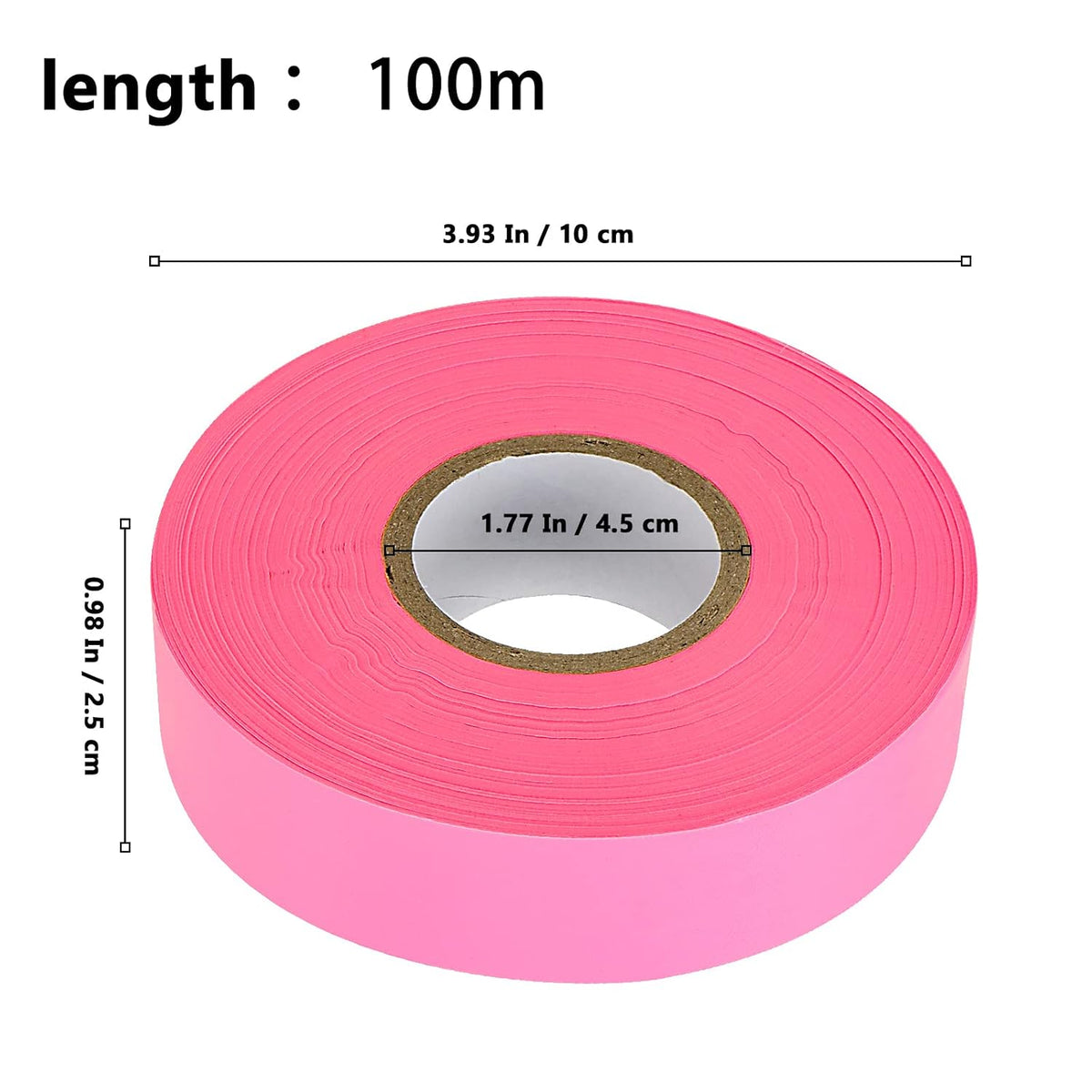 10 Pack 1" x 328' Pink Flagging Tape, Neon Marking Tape, Non-Adhesive Plastic Ribbon Tape Fluorescent Tape for Labeling, Tagging Boundaries