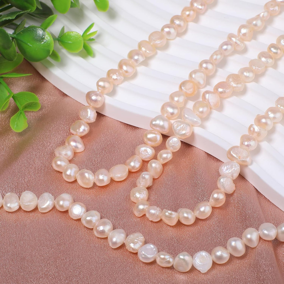 50pcs Natural Freshwater Pearl Beads, 8-9mm Peach Blush Irregular Pearls Beads for Jewelry Making, Crafting, DIY Bracelets and Necklaces