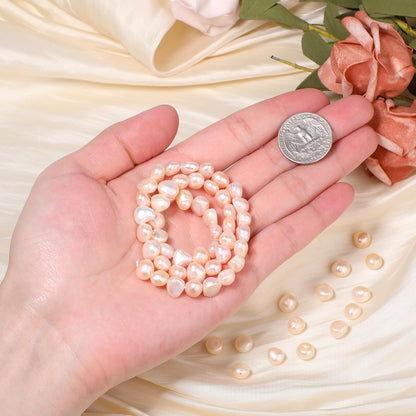 50pcs Natural Freshwater Pearl Beads, 8-9mm Peach Blush Irregular Pearls Beads for Jewelry Making, Crafting, DIY Bracelets and Necklaces