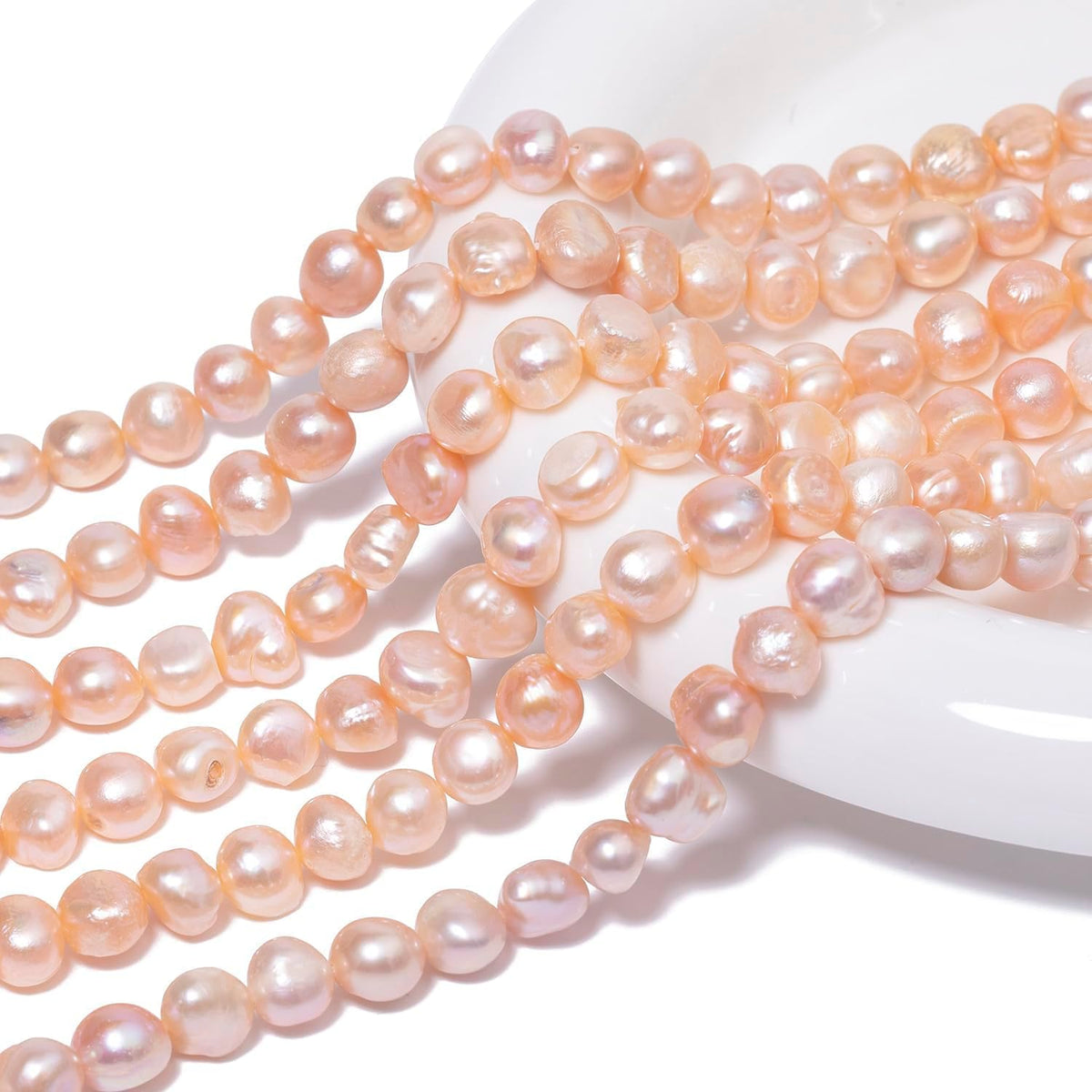 50pcs Natural Freshwater Pearl Beads, 8-9mm Peach Blush Irregular Pearls Beads for Jewelry Making, Crafting, DIY Bracelets and Necklaces