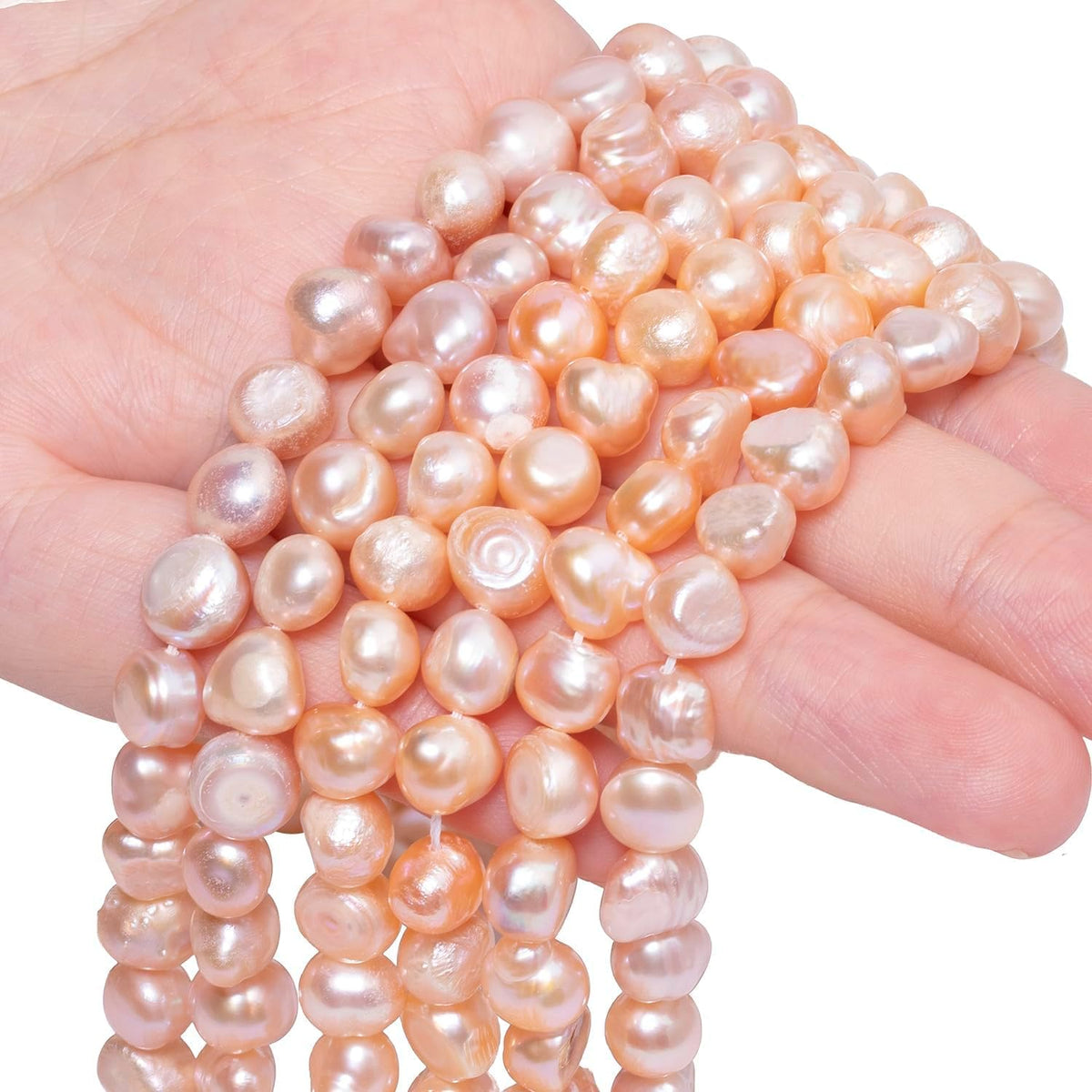 50pcs Natural Freshwater Pearl Beads, 8-9mm Peach Blush Irregular Pearls Beads for Jewelry Making, Crafting, DIY Bracelets and Necklaces