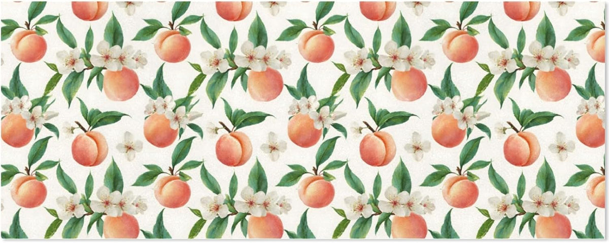 Peach Fruit Leaves and Flowers Gift Wrapping Paper Perfect for Wedding, Baby Shower, Valentine's Day, Christmas - Birthday Wrapping Paper Mini Roll - 58 x 22.8 inches