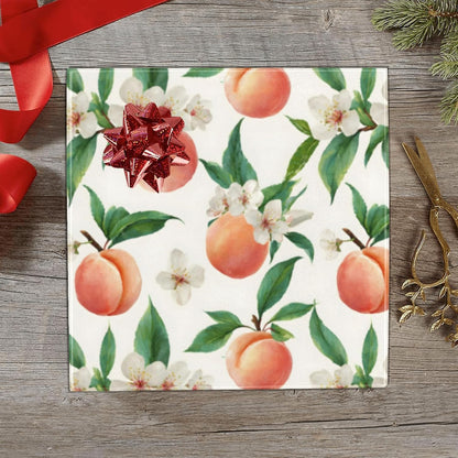 Peach Fruit Leaves and Flowers Gift Wrapping Paper Perfect for Wedding, Baby Shower, Valentine's Day, Christmas - Birthday Wrapping Paper Mini Roll - 58 x 22.8 inches
