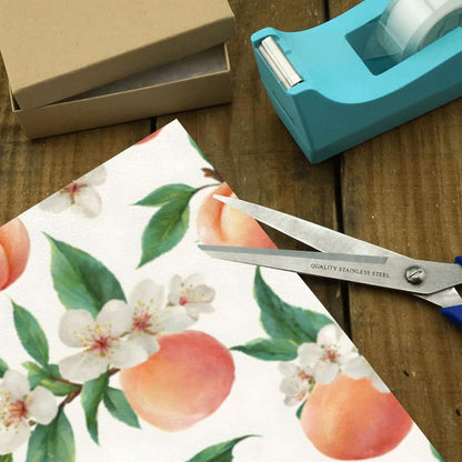 Peach Fruit Leaves and Flowers Gift Wrapping Paper Perfect for Wedding, Baby Shower, Valentine's Day, Christmas - Birthday Wrapping Paper Mini Roll - 58 x 22.8 inches
