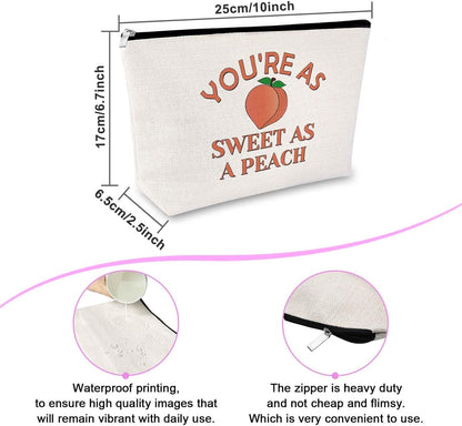 Sfodiary Peach Lover Gift Peach Makeup Bag for Women Fruit Theme Gift for Fruit Lover Cosmetic Bag for Girls Christmas Birthday Presents for Daughter Friends Niece Mom Aunt Zipper Travel Pouch