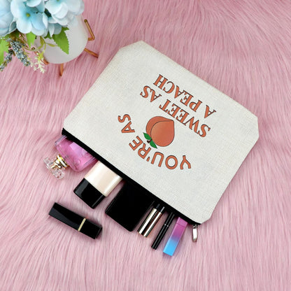 Sfodiary Peach Lover Gift Peach Makeup Bag for Women Fruit Theme Gift for Fruit Lover Cosmetic Bag for Girls Christmas Birthday Presents for Daughter Friends Niece Mom Aunt Zipper Travel Pouch