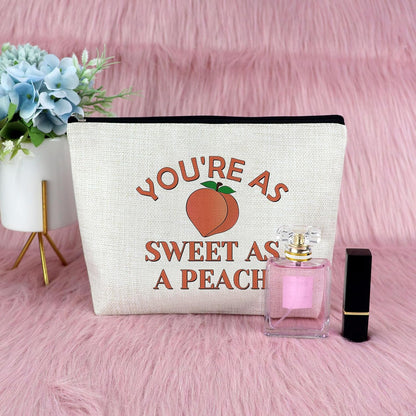 Sfodiary Peach Lover Gift Peach Makeup Bag for Women Fruit Theme Gift for Fruit Lover Cosmetic Bag for Girls Christmas Birthday Presents for Daughter Friends Niece Mom Aunt Zipper Travel Pouch