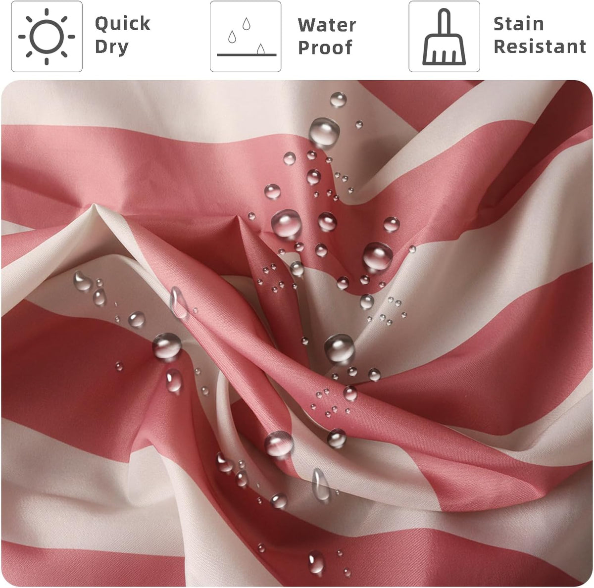 Striped Shower Curtain for Bathroom Pink Stripe Hookless Shower Curtain Rustic Boho Bath Curtain 72x72 Inch Tie Top Waterproof Fabric for Bathroom Decor